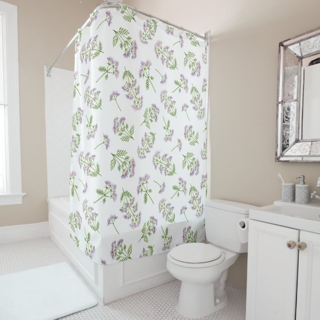 Pastel Light Purple Summer Wildflowers  Shower Curtain (In Situ)