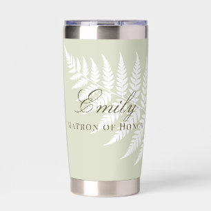 Pastel Light Sage Green White Fern Matron of Honou Insulated Tumbler