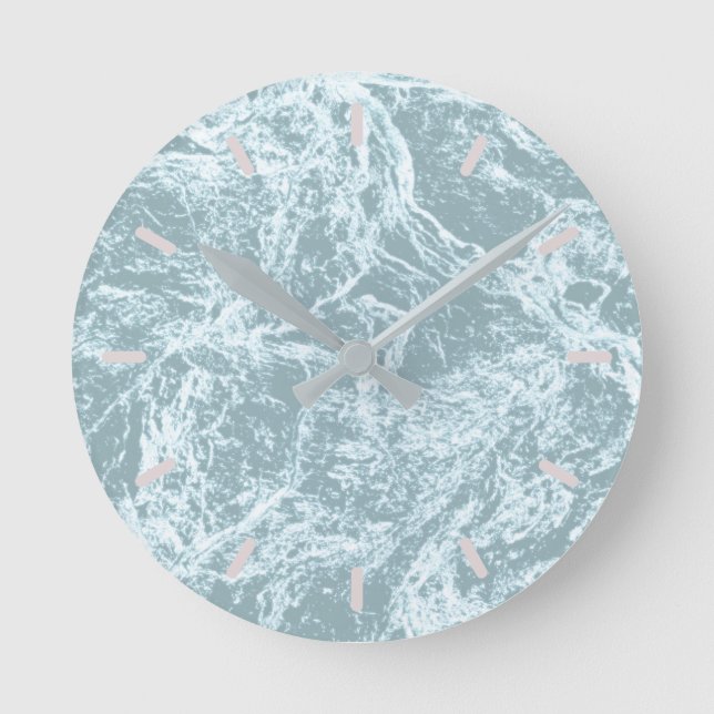 Pastel Light Turquoise Abstract Round Clock (Front)
