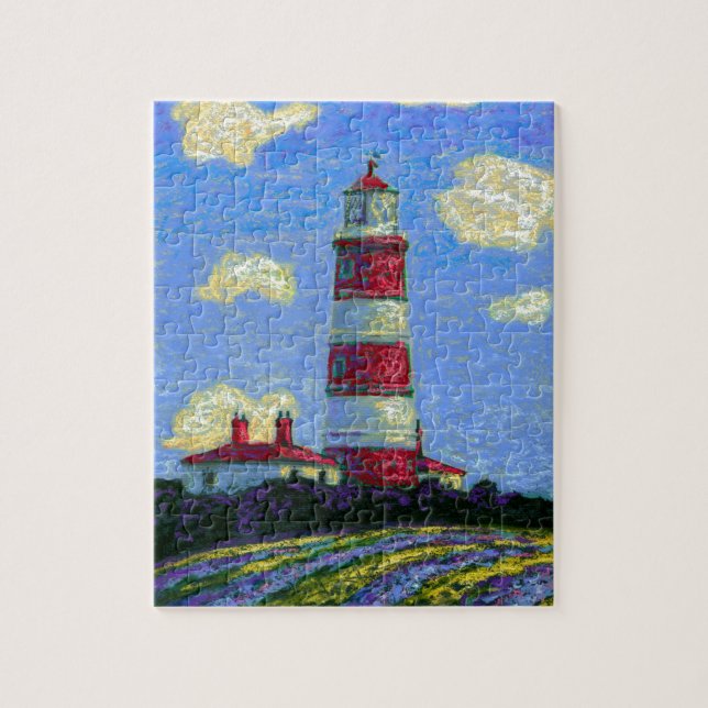 Pastel Lighthouse and Lavender Fields Jigsaw Puzzle (Vertical)