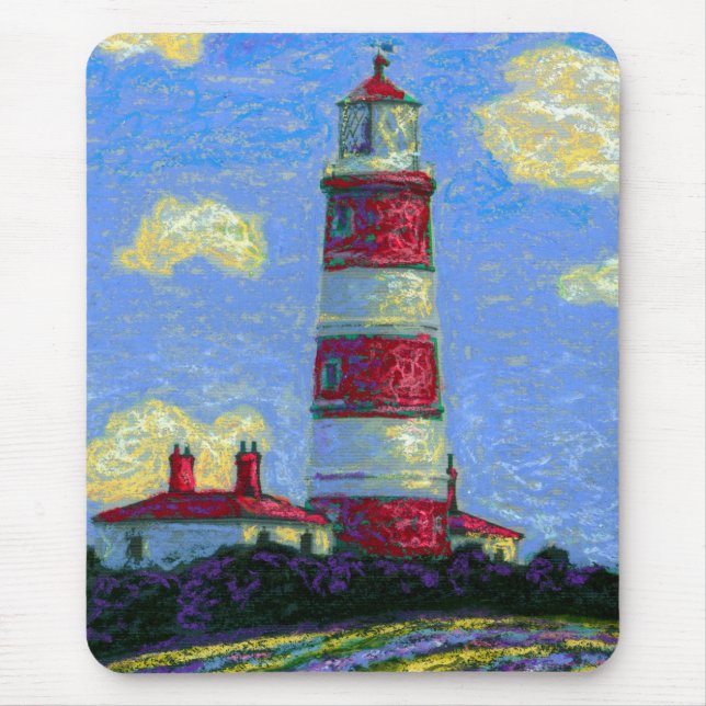 Pastel Lighthouse and Lavender Fields Mouse Pad (Front)