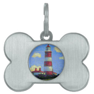 Pastel Lighthouse and Lavender Fields Pet Tag