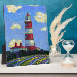 Pastel Lighthouse and Lavender Fields Plaque