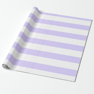 Pastel Lilac and White Wide Horizontal Striped Wrapping Paper