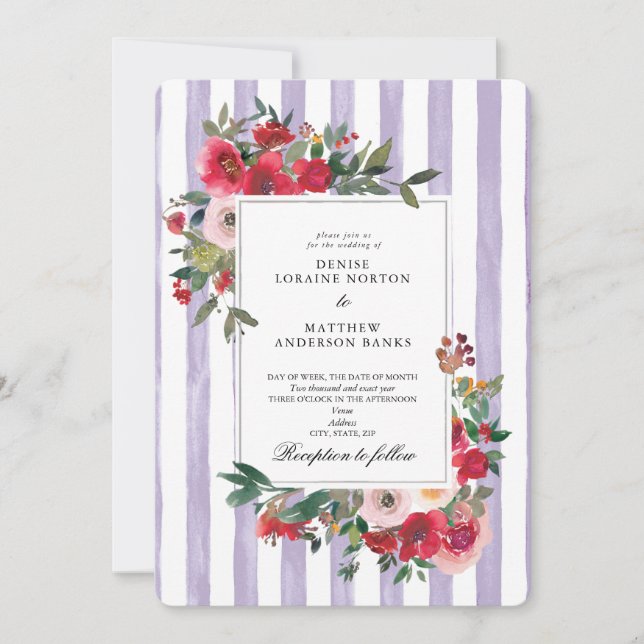 Pastel Lilac Coloured Wedding Invitation (Front)