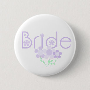 Pastel Lilac Flowers Bride 6 Cm Round Badge