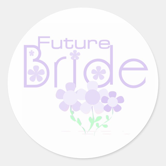 Pastel Lilac Flowers Future Bride Classic Round Sticker (Front)