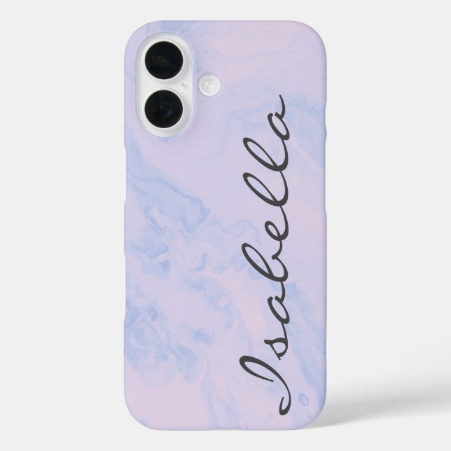 Pastel Lilac Marble Personalised Script Name Case-Mate iPhone Case (Back)