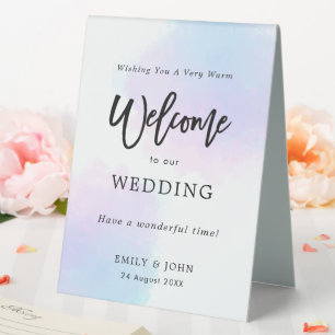 Pastel Lilac Pink Watercolors Welcome to Wedding