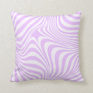 Pastel Lilac Purple Wavy Groovy Lines Pattern Cushion