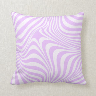 Pastel Lilac Purple Wavy Groovy Lines Pattern Cushion