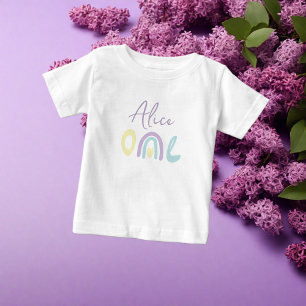 Pastel lilac rainbow 1st Birthday party Baby T-Shirt