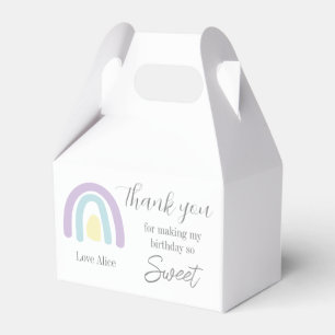 Pastel lilac rainbow 1st Birthday Thank you Favour Box