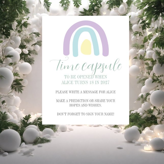 Pastel lilac rainbow 1st Birthday Time Capsule  Poster (Creator Uploaded)