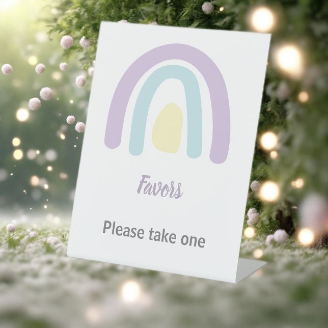 Pastel lilac Rainbow Baby Shower Favours Pedestal Sign (Creator Uploaded)