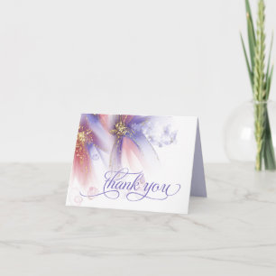 Pastel Lilac Rose Pink Abstract Floral Thank You Card