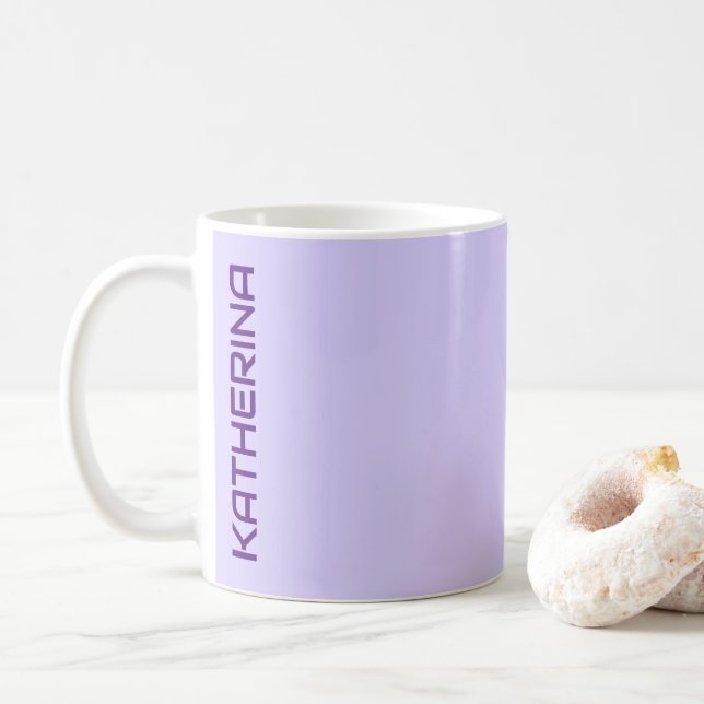 Pastel Lilac Solid Colour Classic Personalised  Coffee Mug (With Donut)