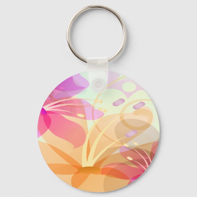 Pastel Lilies Wedding Key Ring (Front)