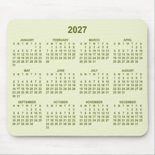 Pastel Lime Green 2027 Calendar Mouse Pad