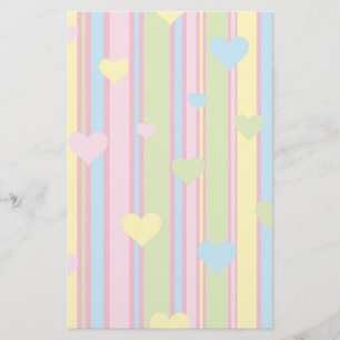 Pastel Lines and Hearts Stationery