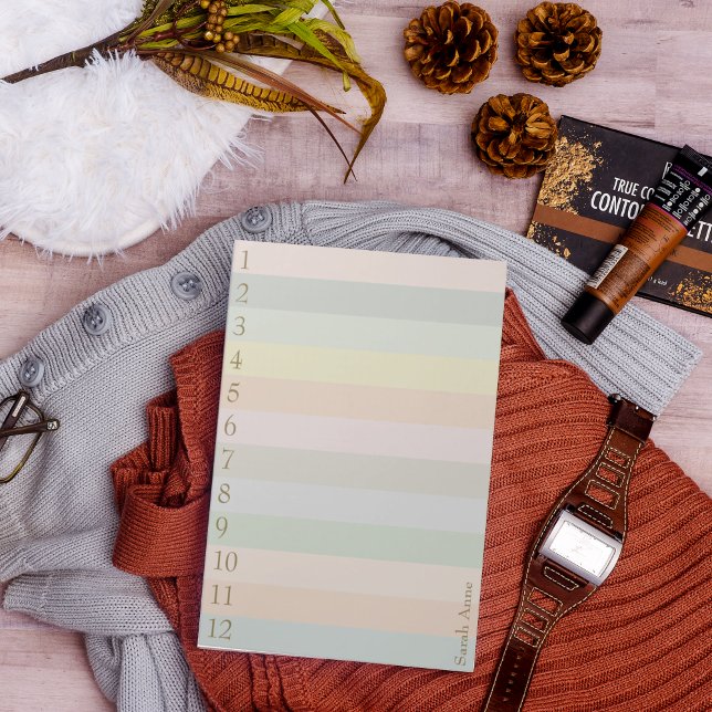 Pastel Lines with Large Gold Numbers Notepad (Creator Uploaded)