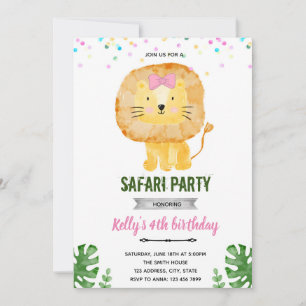 Pastel lion girl invitation