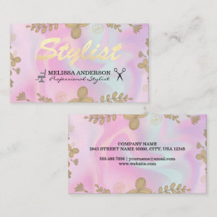 Pastel Liquid and Floral Pattern Stylist Business Card