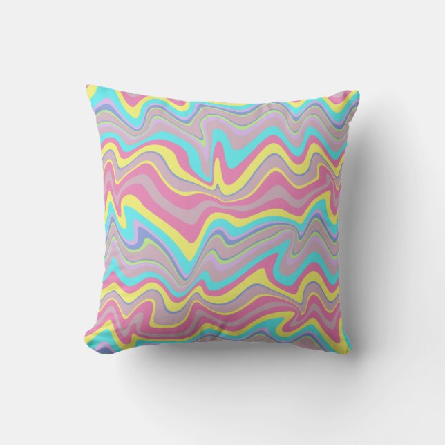 Pastel Liquify Waves Cushion (Front)