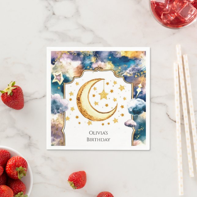 Pastel Little Moon Birthday Napkin (Insitu)
