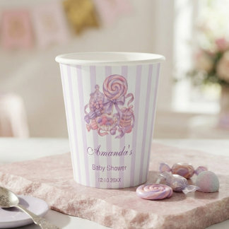 Pastel Little Sugar Plum Baby Shower party Paper Cups