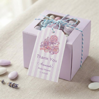Pastel Little Sugar Plum Baby Shower Thank You Gift Tags