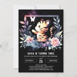 Pastel Little Tiger Birthday Invitation