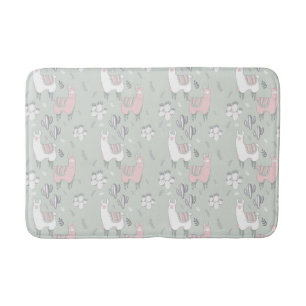 Pastel Llama Pattern Bath Mat