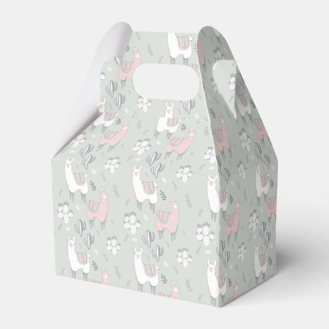 Pastel Llama Pattern Favour Box (Front Side)
