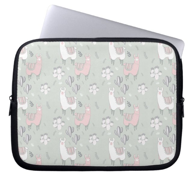 Pastel Llama Pattern Laptop Sleeve (Front)