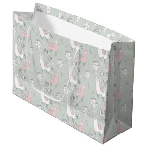 Pastel Llama Pattern Large Gift Bag