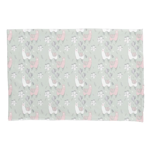 Pastel Llama Pattern Pillowcase (Front-Left)