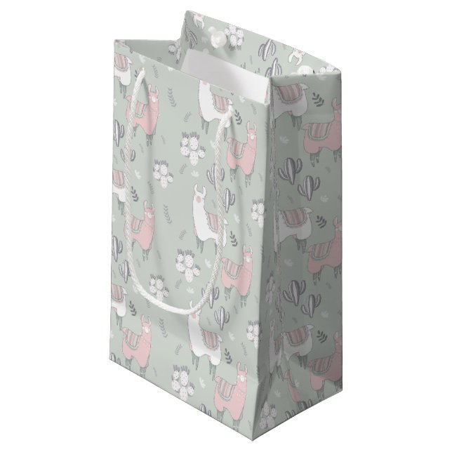 Pastel Llama Pattern Small Gift Bag (Front Angled)