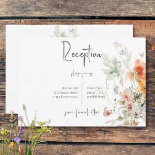 Pastel Loose Wildflowers Modern Reception Enclosure Card