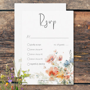 Pastel Loose Wildflowers Modern Wedding RSVP Card