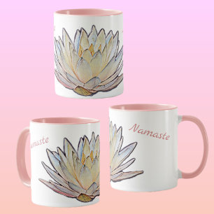  Pastel Lotus Blossom Waterlily Botanical Floral Mug