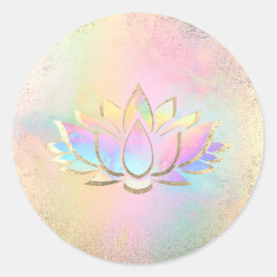 pastel lotus flower logo classic round sticker