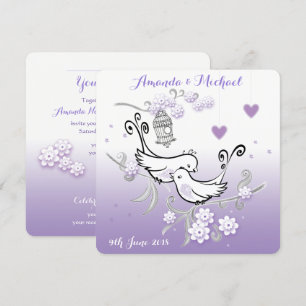 Pastel love birds personalised wedding invite
