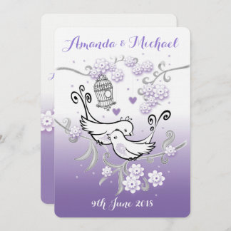 Pastel love birds personalized wedding invite