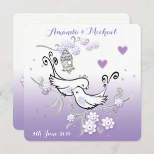 Pastel love birds personalized wedding invite