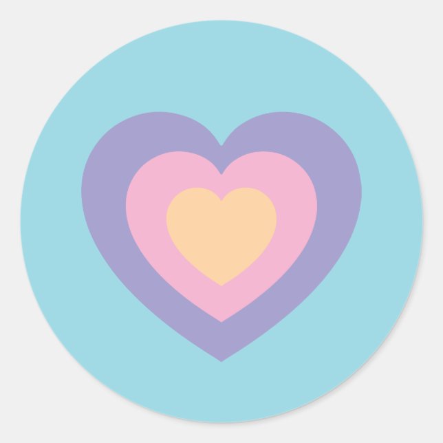 pastel love heart classic round sticker (Front)