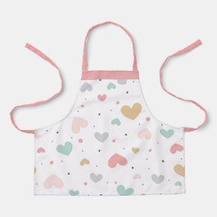 Pastel Love hearts colourful pattern Apron