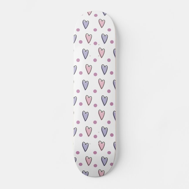 Pastel Love Hearts Skateboard (Front)