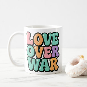 Pastel "Love Over War" Retro Peace Mug