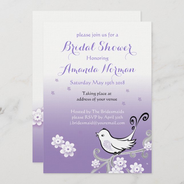 Pastel lovebirds wedding Bridal Shower invite (Front/Back)